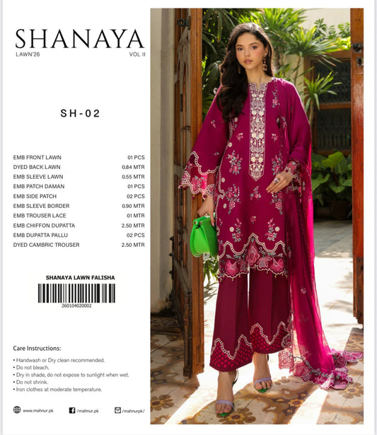 Mahnur by Shanaya - 3 Pcs Full Fancy Embroidered Luxury Dress - Premium Unstitched Collection 2026 - My Max Hub - 2