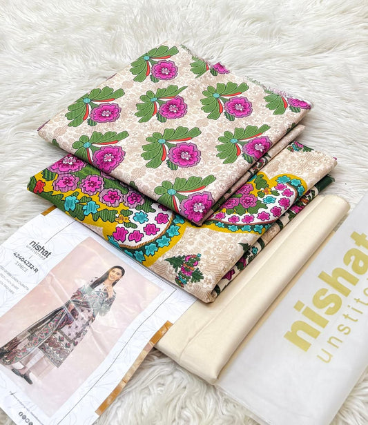 Nishat 💯 Original 3pc Printed Linen Collection - 1