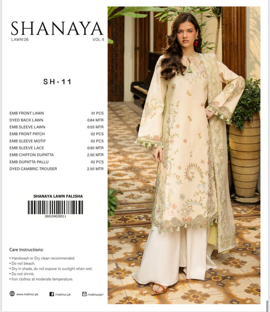 Mahnur by Shanaya - 3 Pcs Full Fancy Embroidered Luxury Dress - Premium Unstitched Collection 2026 - My Max Hub - 3
