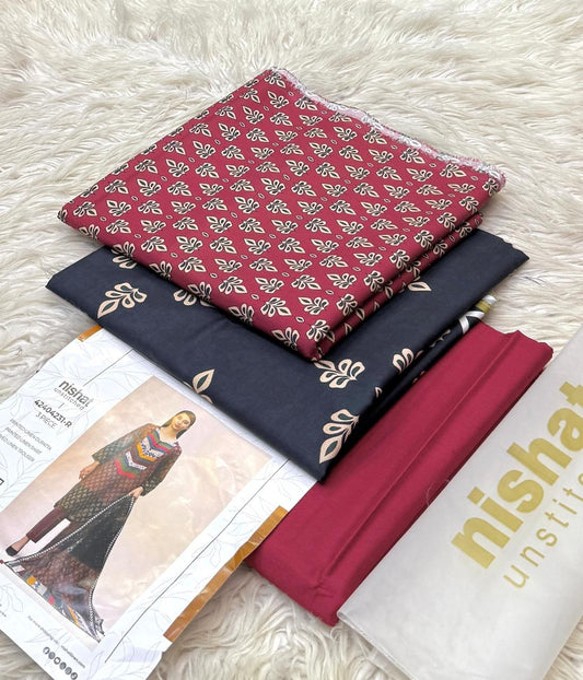 Nishat 💯 Original 3pc Printed Linen Collection - 3