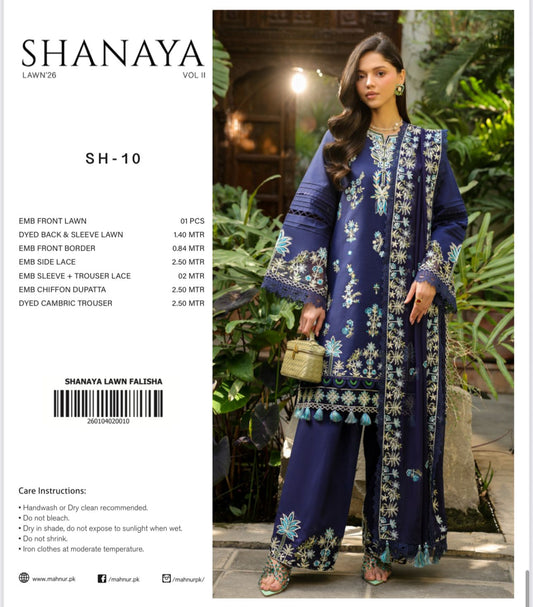 Mahnur by Shanaya - 3 Pcs Full Fancy Embroidered Luxury Dress - Premium Unstitched Collection 2026 - My Max Hub - 4