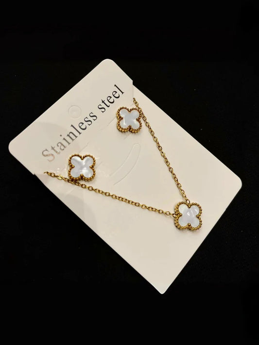 Clover Necklace Set With Earrings