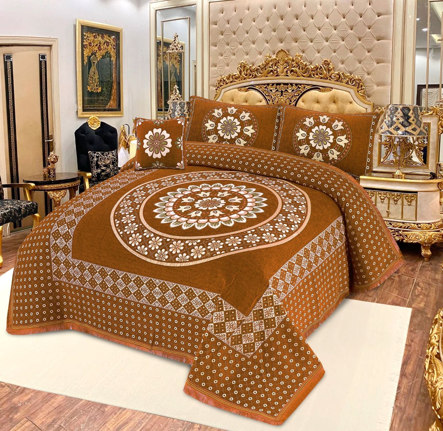 Ultra-Soft Velvet Jacquard 4-Pcs Luxury Bed Set – Premium Collection by My Max Hub