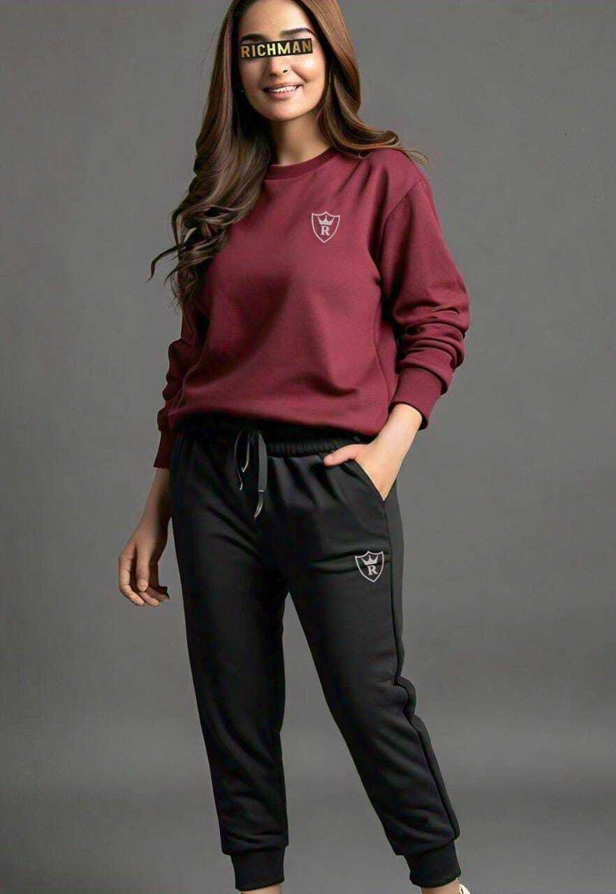 2 Pcs Unisex Fleece Plain Track Suit