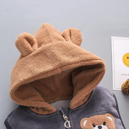 Children's Clothing 2024 New Korean Version Cartoon Plush Bear Three-Piece Set Autumn And Winter - 02