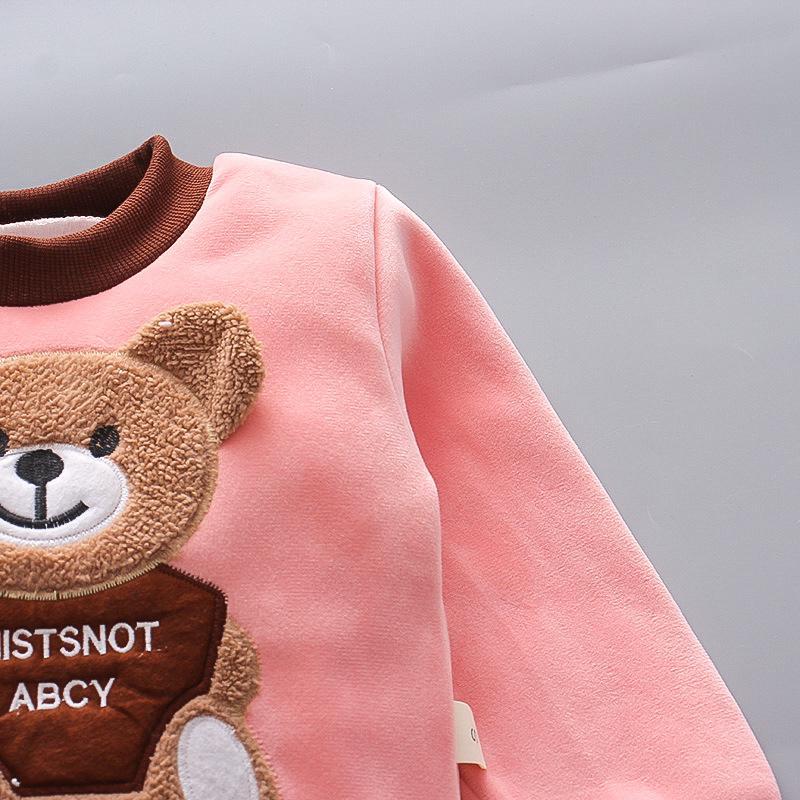 Children's Clothing 2024 New Korean Version Cartoon Plush Bear Three-Piece Set Autumn And Winter - 03