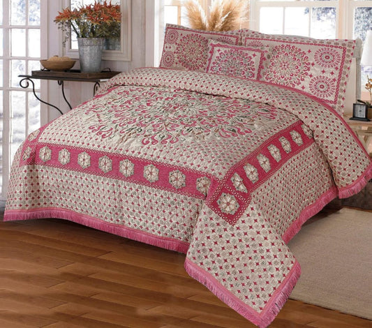 Pink Velvet jacquard —5 Pcs Set