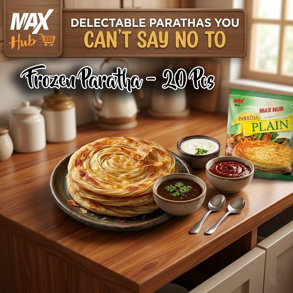 Premium Crispy Frozen Paratha - Family Pack (20 Pcs) | Plain Paratha 1.6 kg Pack | Ready-to-Cook Golden Flaky Texture | My Max Hub Luxury Food Collection | My Max Hub