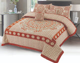 Orange Velvet jacquard Bedsheet—5 Pcs Set