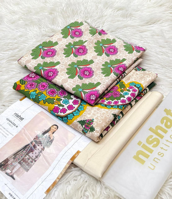 Nishat 💯 Original 3pc Printed Linen Collection - 1