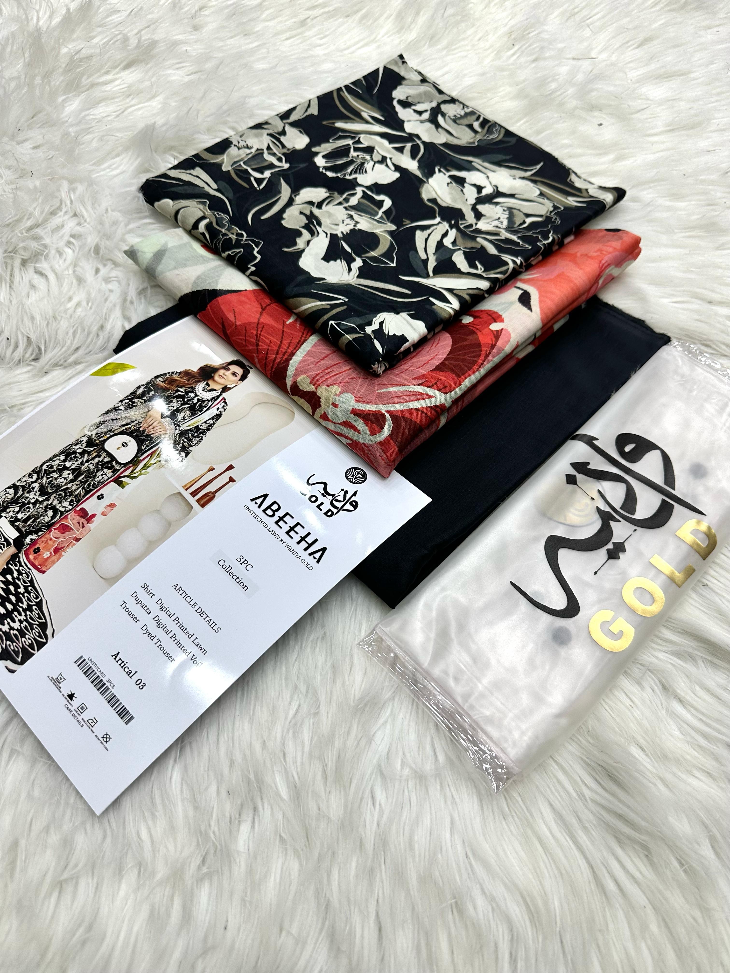 Original Waniya Gold Lawn 3 Peice