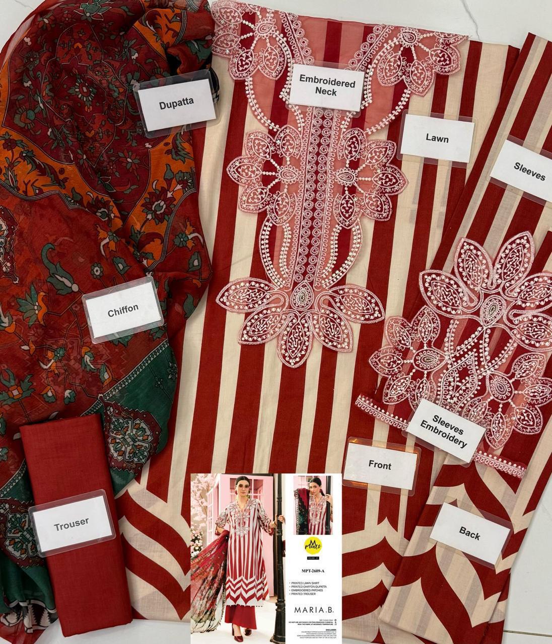 MARIA.B. 3 pcs Heavy embroidery  lawn Suit