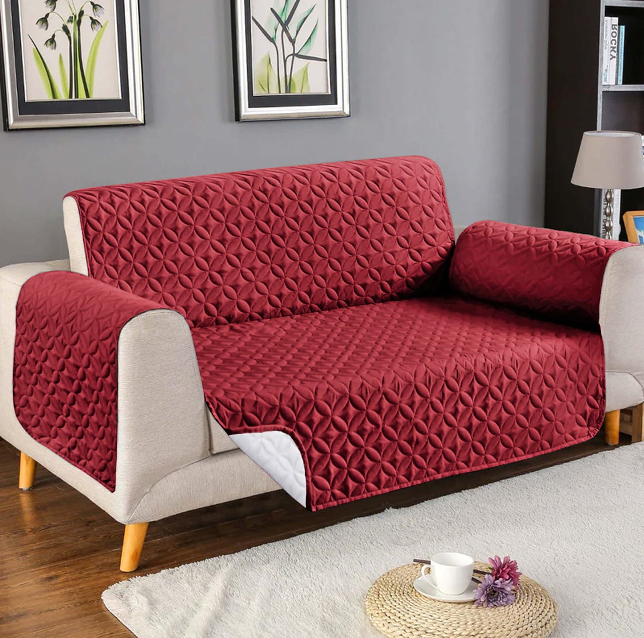 ULTRASONIC MICROFIBER SOFA COVER - 6 SEATER