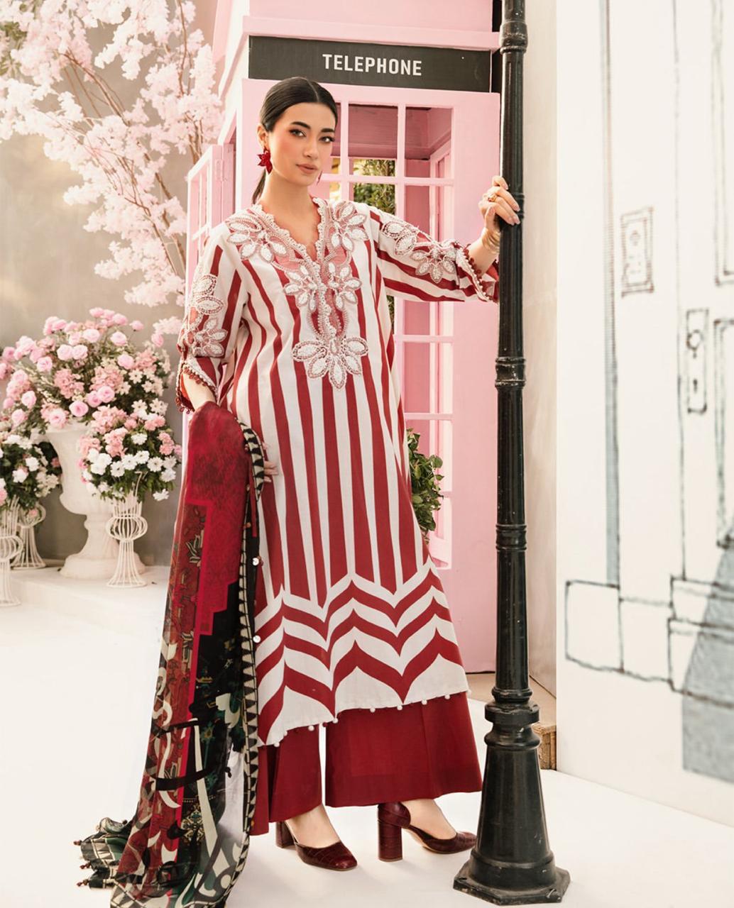 MARIA.B. 3 pcs Heavy embroidery  lawn Suit