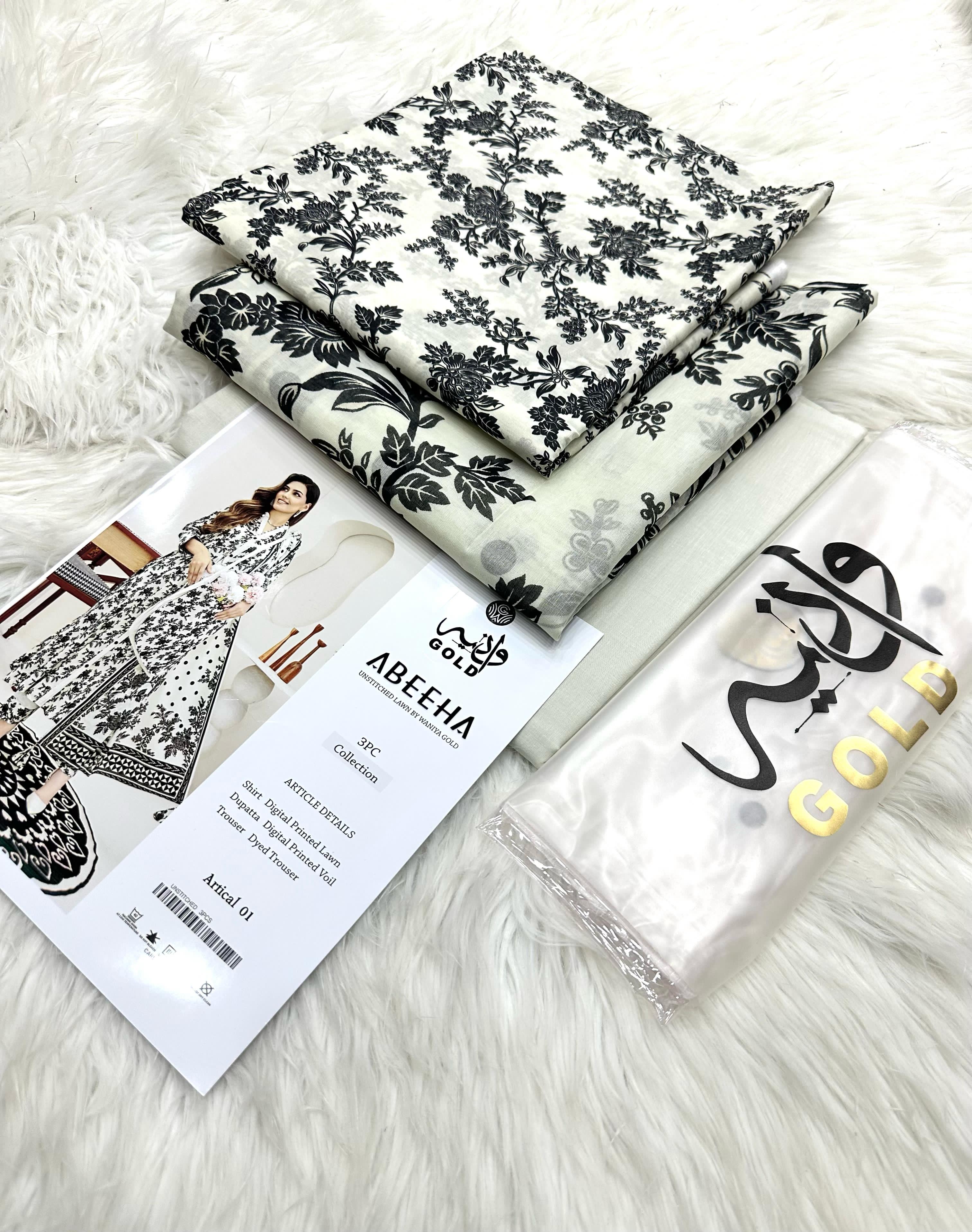 Original Waniya Gold Lawn 3 Peice
