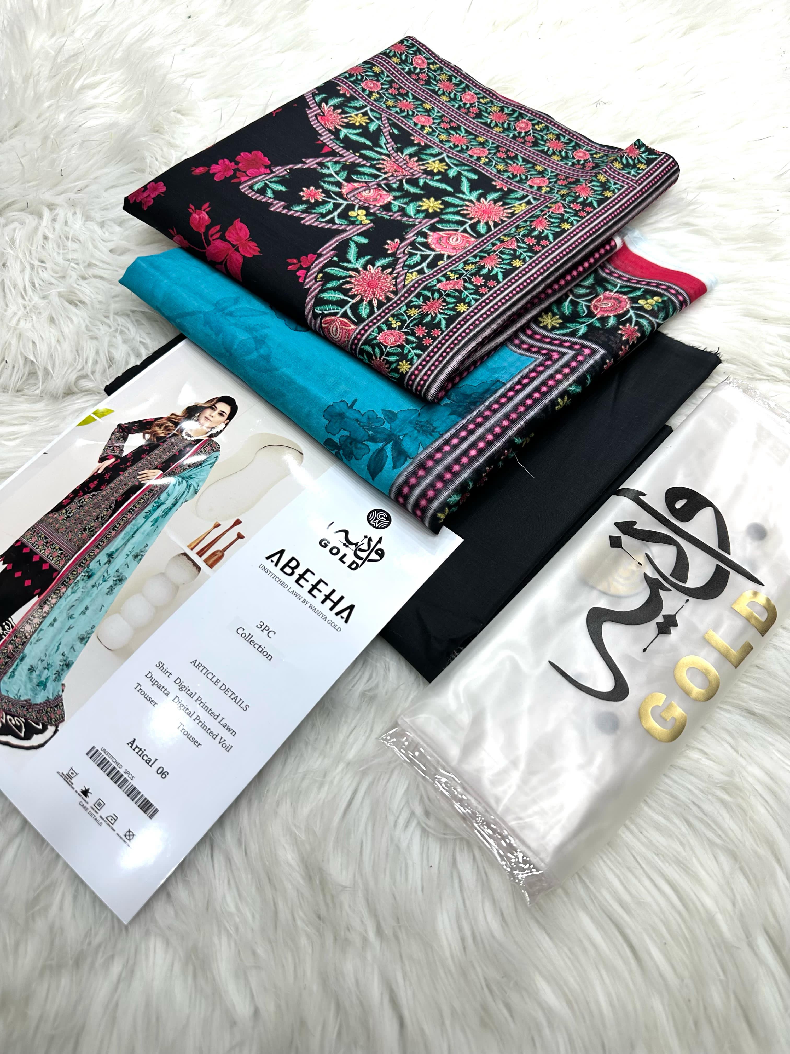 Original Waniya Gold Lawn 3 Peice