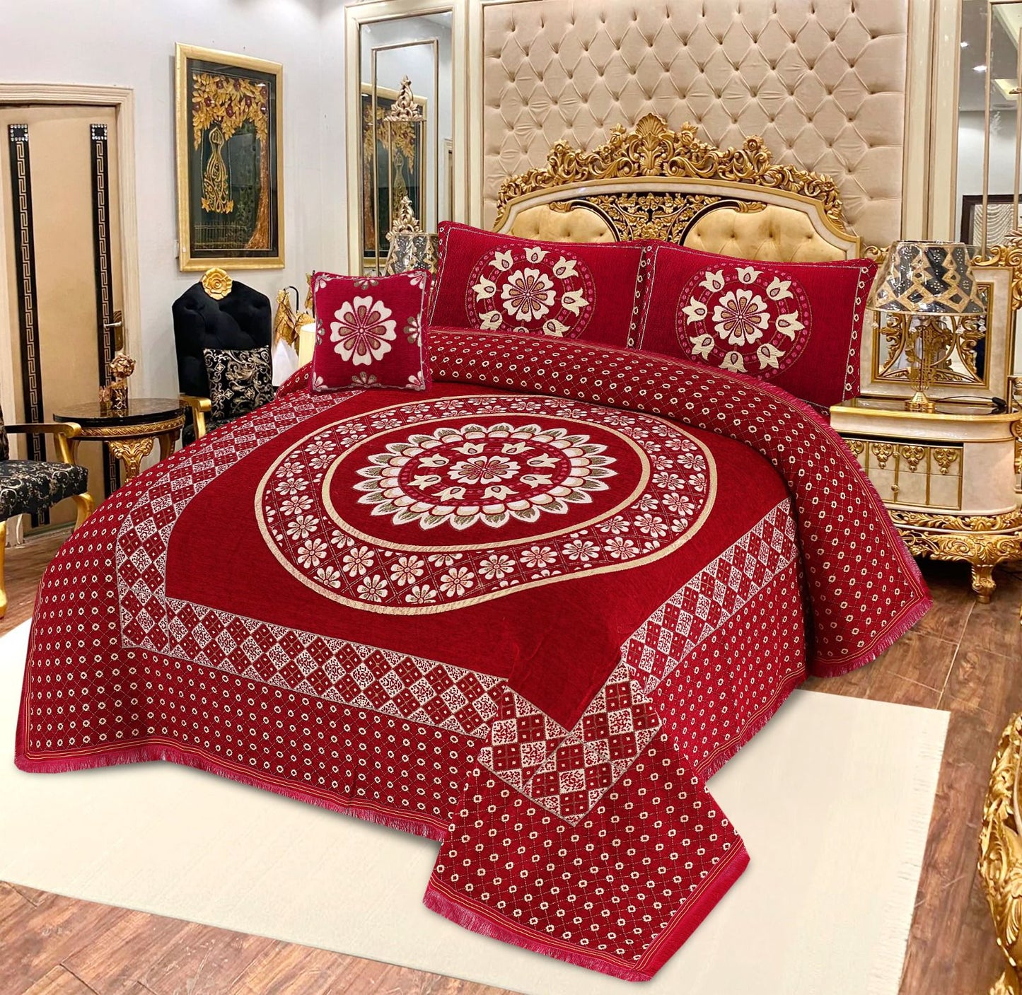 Ultra-Soft Velvet Jacquard 4-Pcs Luxury Bed Set – Premium Collection by My Max Hub