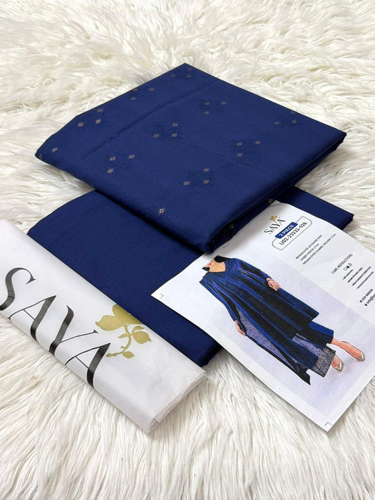 2PC BLUE SUIT COTTON JACQUARD - SAYA