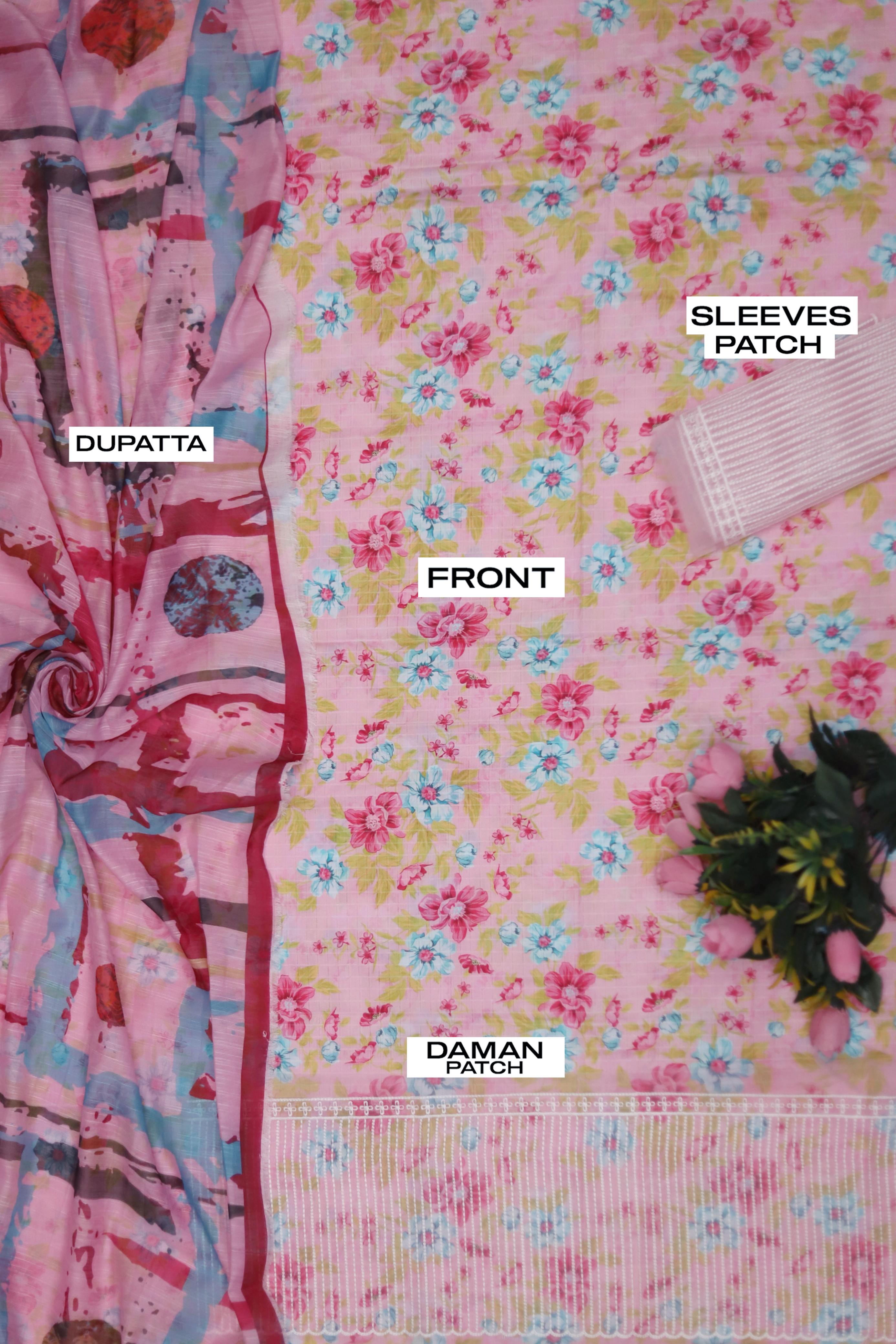 Air jet Doby LAWN Fabric Pink Suit