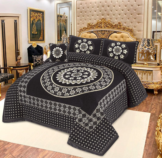 Ultra-Soft Velvet Jacquard 4-Pcs Luxury Bed Set – Premium Collection by My Max Hub