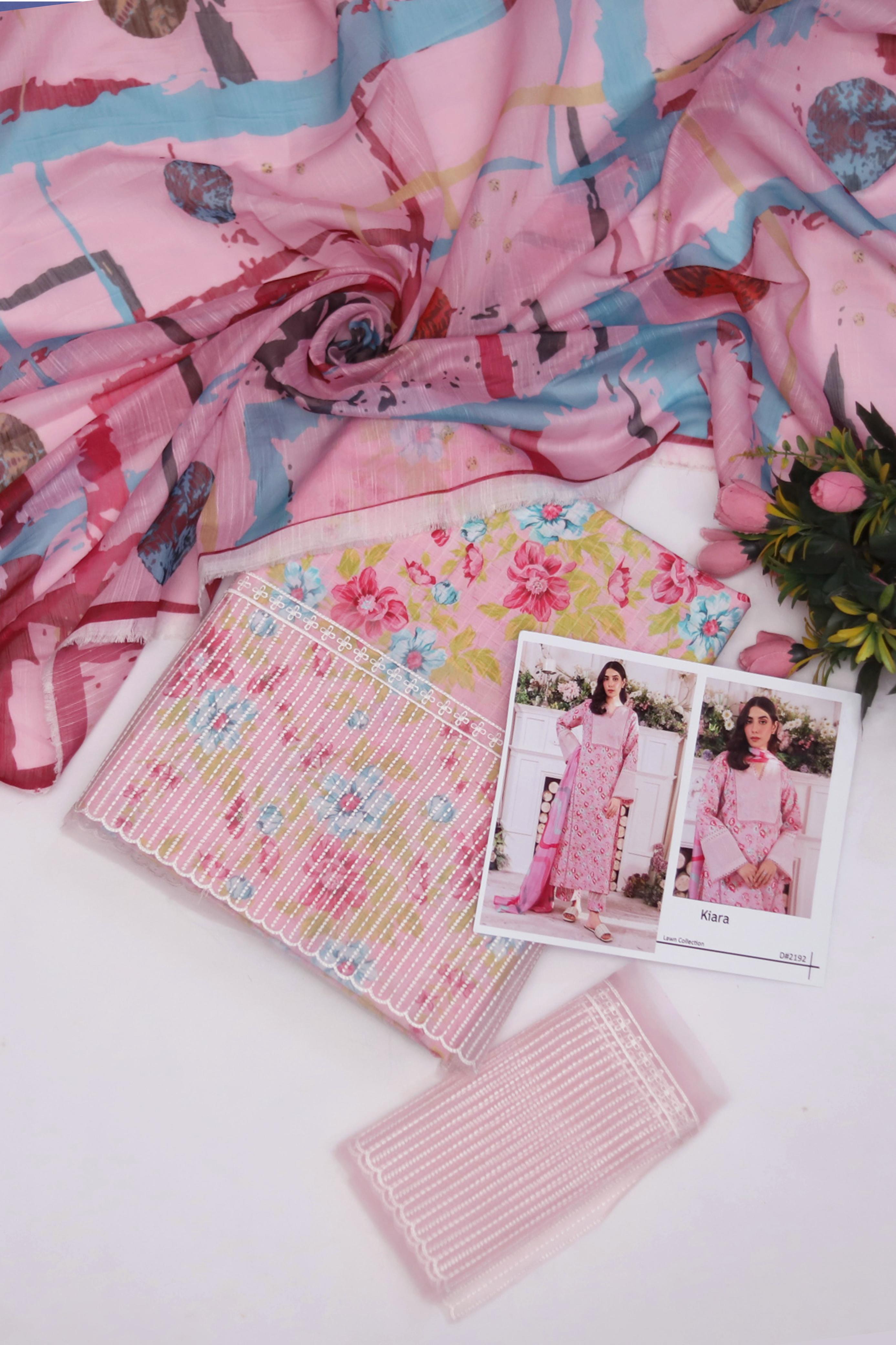 Air jet Doby LAWN Fabric Pink Suit