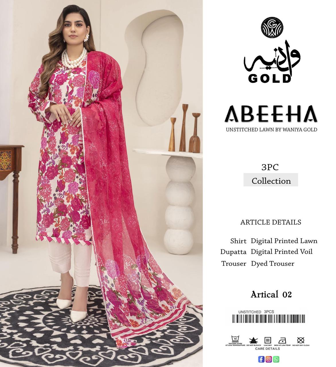 Original Waniya Gold Lawn 3 Peice