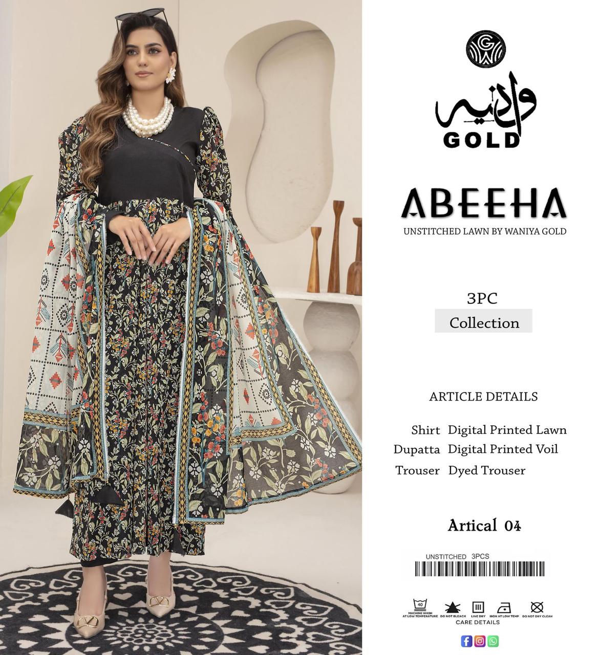 Original Waniya Gold Lawn 3 Peice