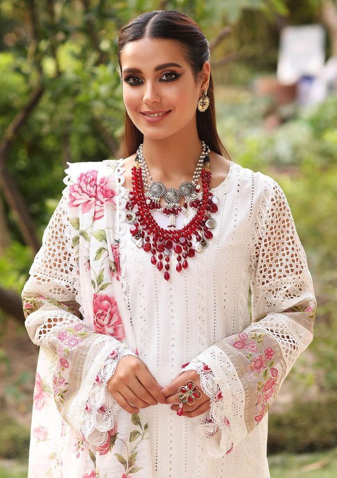 Embroidered Cotton Chicken Kari White Dress