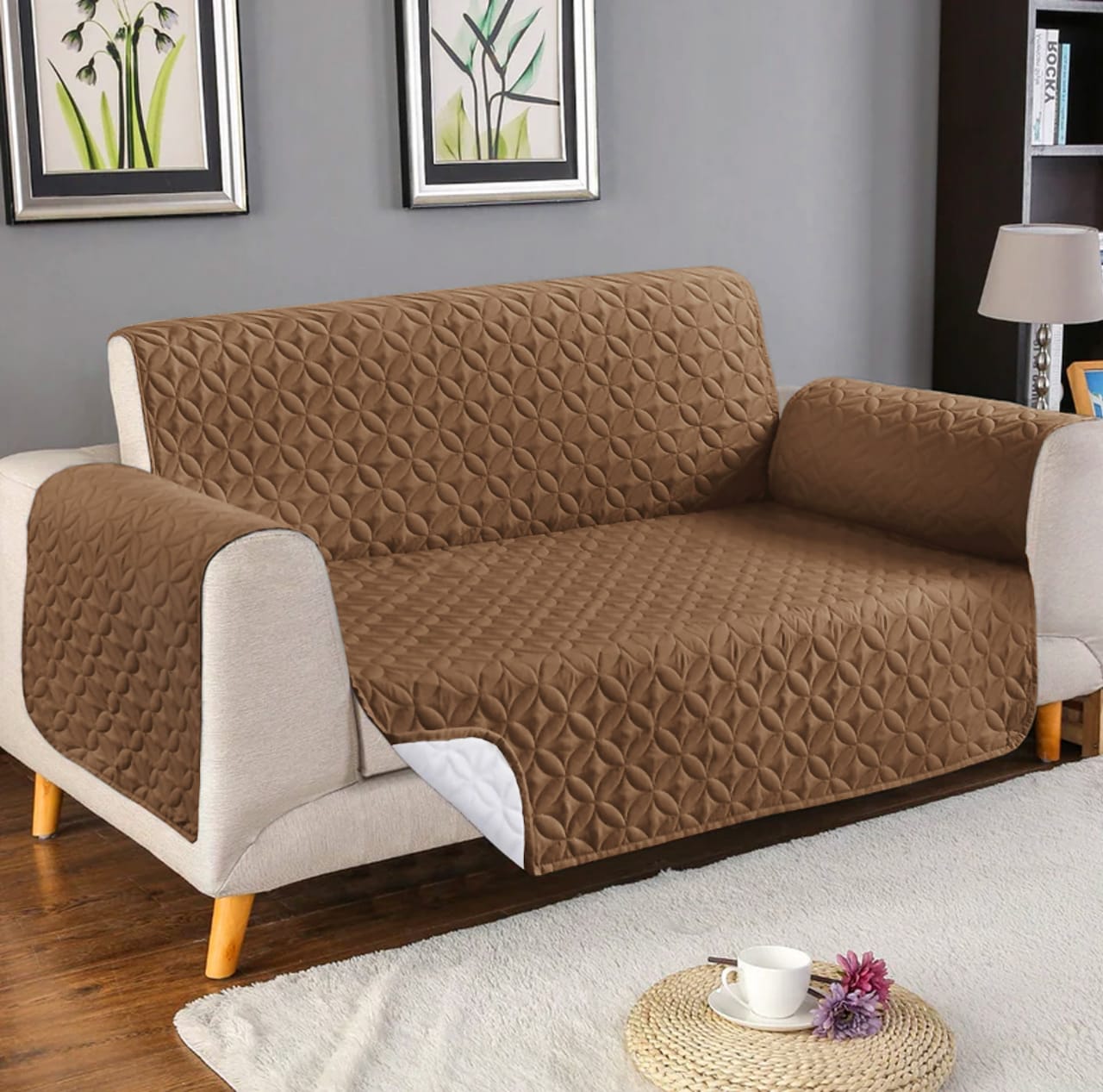 ULTRASONIC MICROFIBER SOFA COVER - 5 SEATER