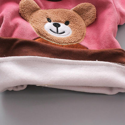 Children's Clothing 2024 New Korean Version Cartoon Plush Bear Three-Piece Set Autumn And Winter - 01