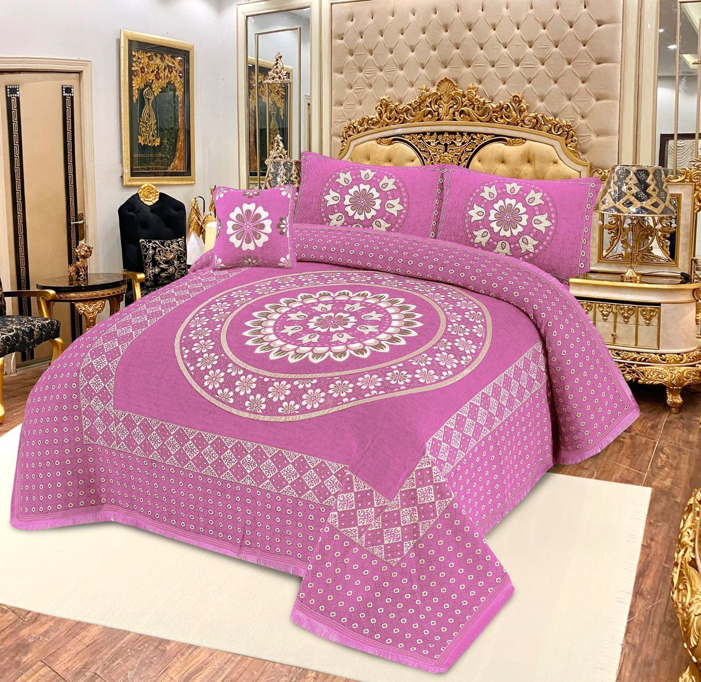 Ultra-Soft Velvet Jacquard 4-Pcs Luxury Bed Set – Premium Collection by My Max Hub