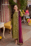 Olive Green Magenta Suit - ASIM JOFA