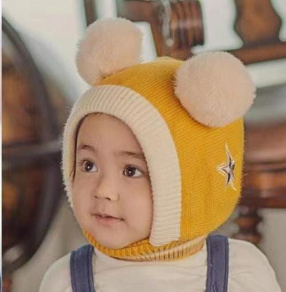 Beanie Wool Cap With Neck Warmer Attached  KIDS WOOL CAP