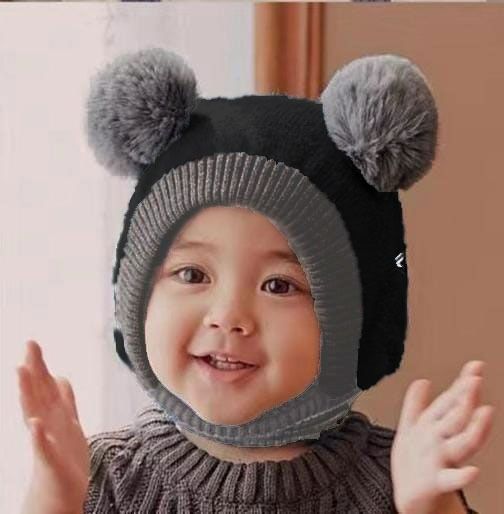 Beanie Wool Cap With Neck Warmer Attached  KIDS WOOL CAP