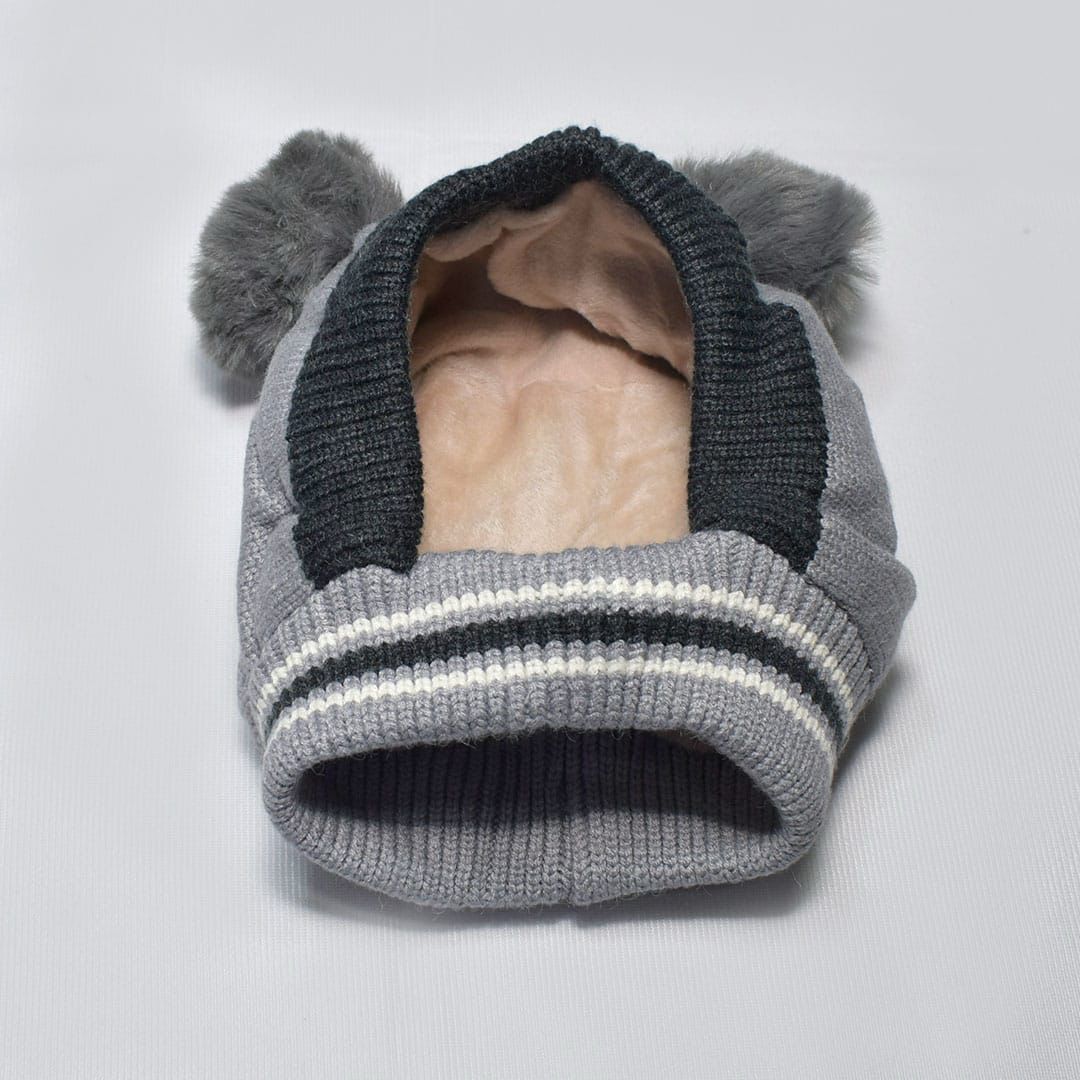 Beanie Wool Cap With Neck Warmer Attached  KIDS WOOL CAP