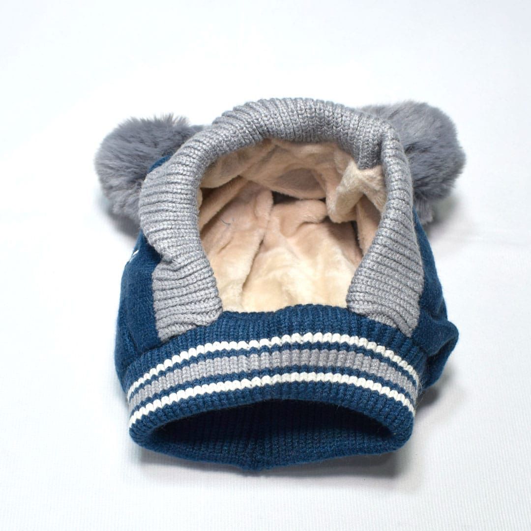 Beanie Wool Cap With Neck Warmer Attached  KIDS WOOL CAP