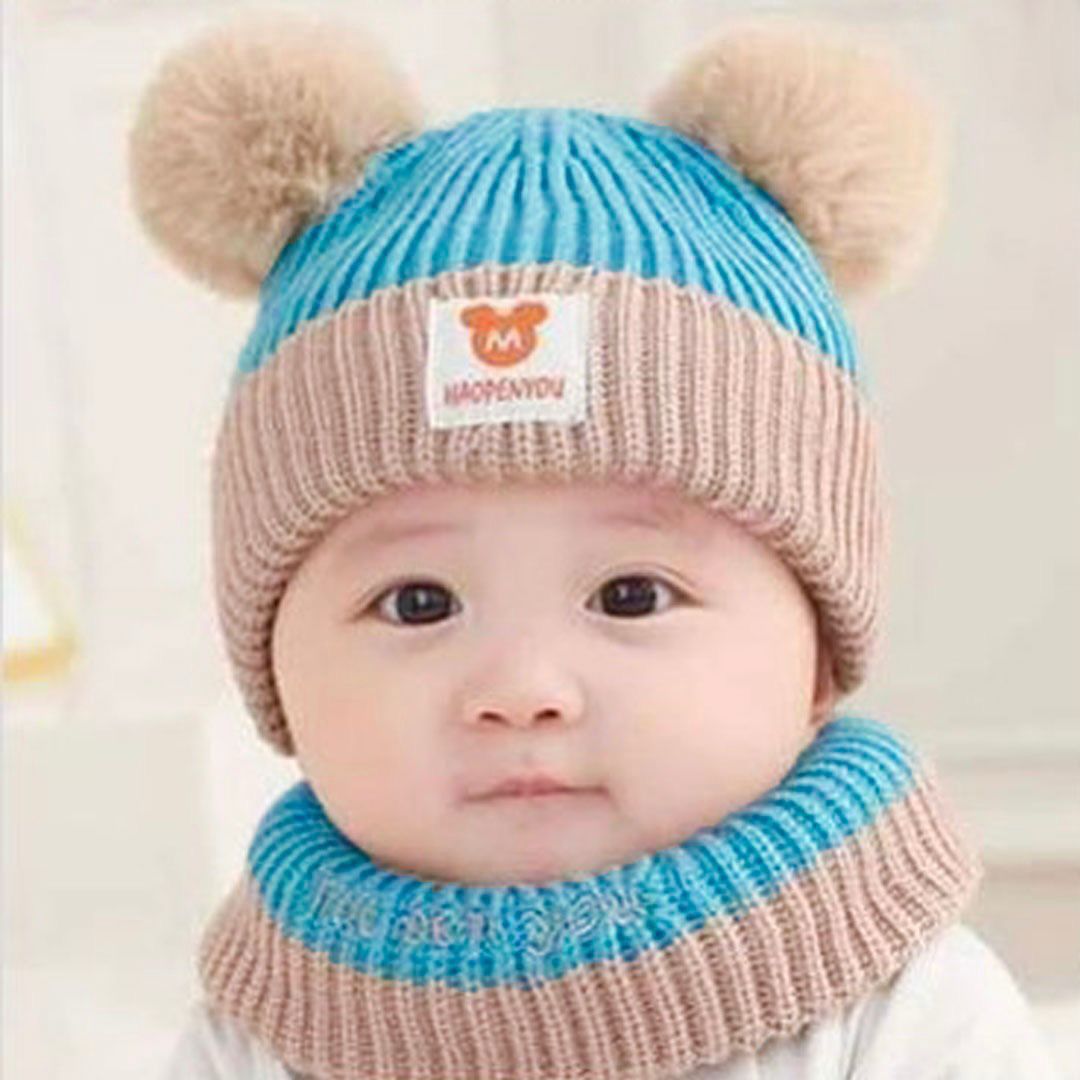 Beanie Wool Cap With Neck Warmer Attached  KIDS WOOL CAP