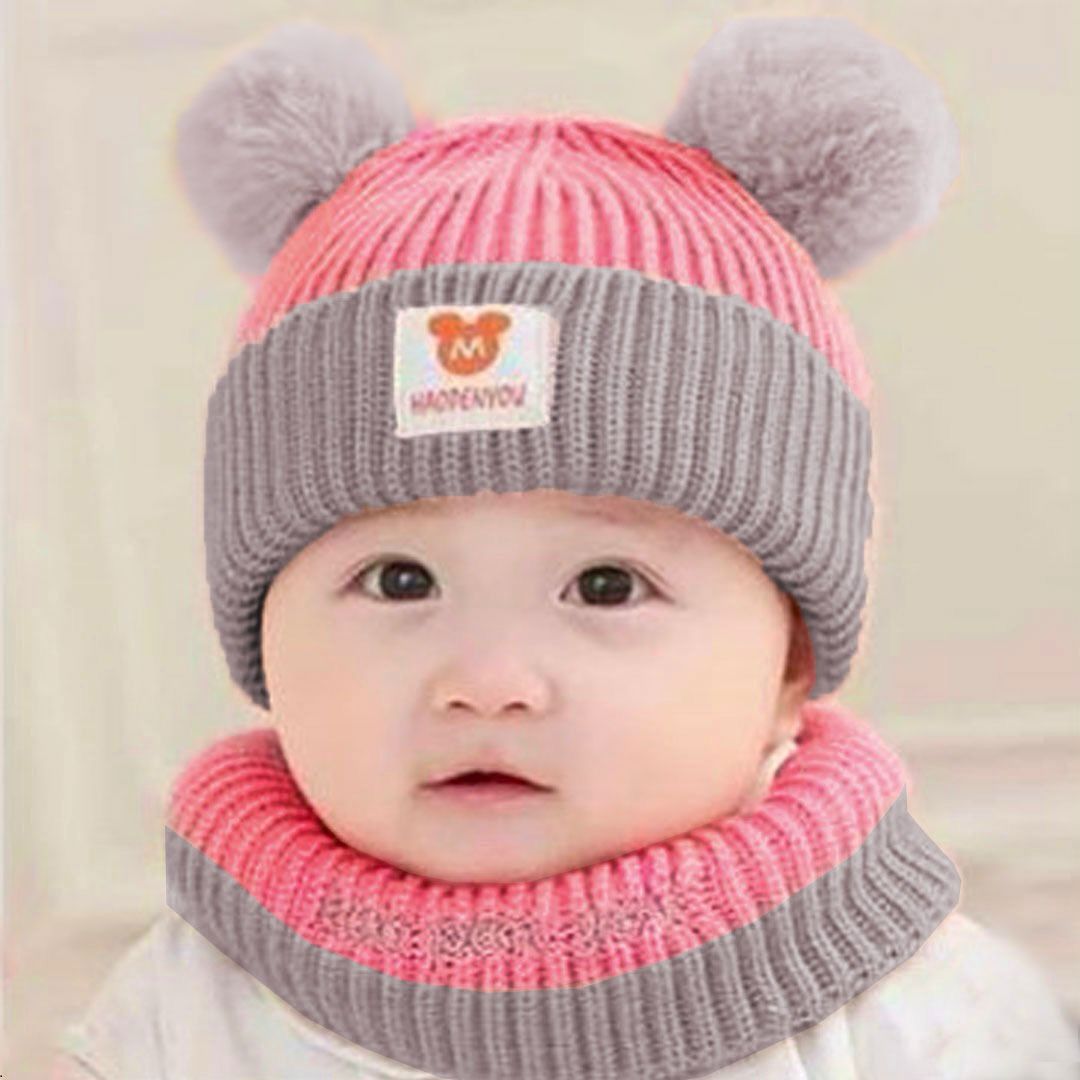 Beanie Wool Cap With Neck Warmer Attached  KIDS WOOL CAP