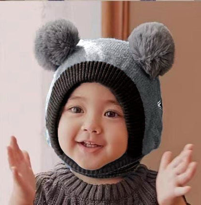 Beanie Wool Cap With Neck Warmer Attached  KIDS WOOL CAP