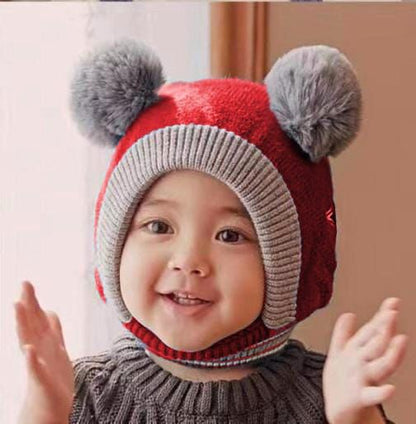 Beanie Wool Cap With Neck Warmer Attached  KIDS WOOL CAP