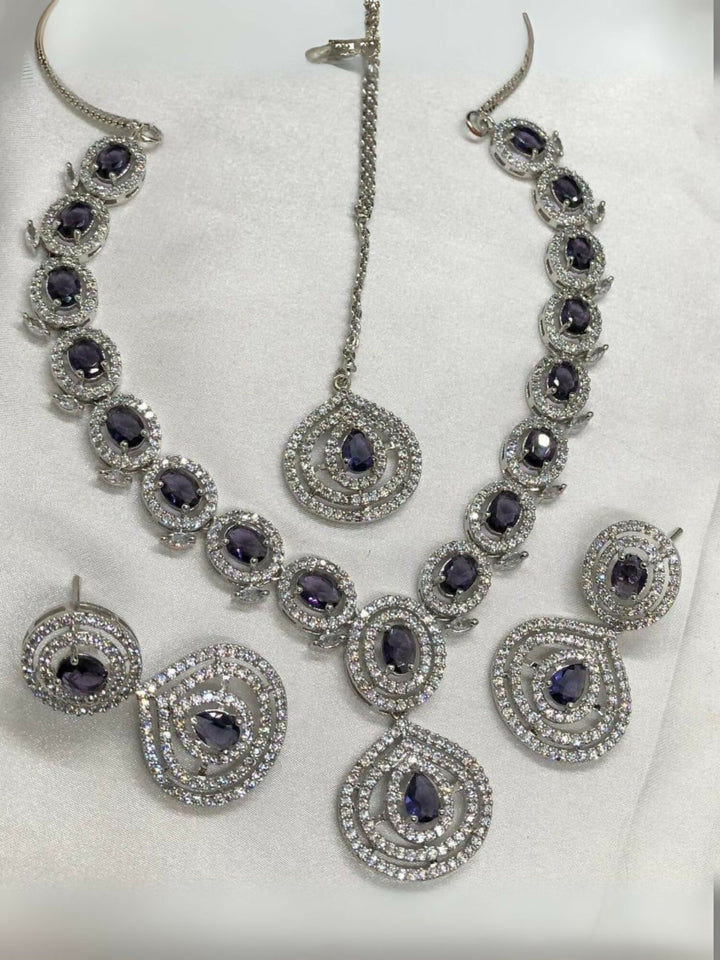 American Diamond Necklace Set (1 Karat)