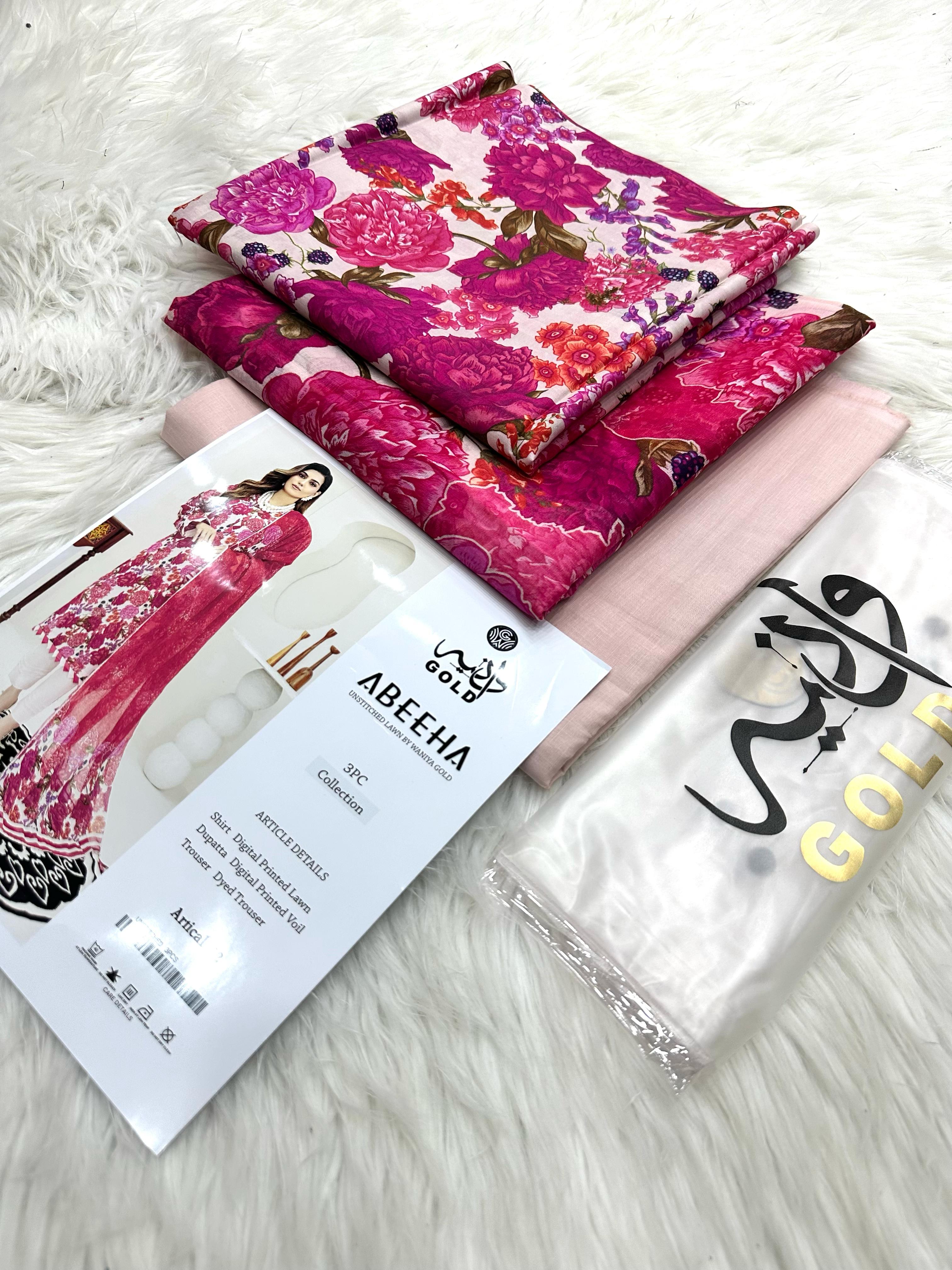 Original Waniya Gold Lawn 3 Peice
