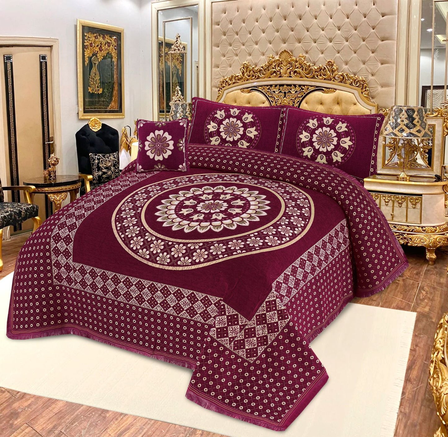 Ultra-Soft Velvet Jacquard 4-Pcs Luxury Bed Set – Premium Collection by My Max Hub