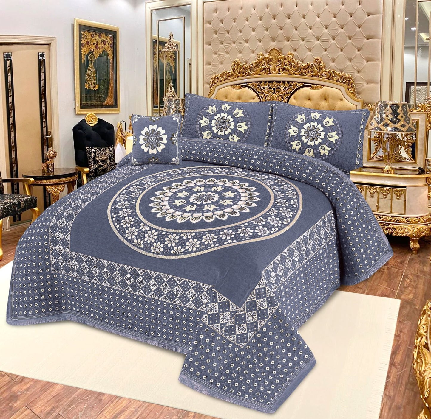 Ultra-Soft Velvet Jacquard 4-Pcs Luxury Bed Set – Premium Collection by My Max Hub