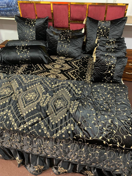 Luxury Fancy Bridal Quilt Cover Set 14 Pcs - 6