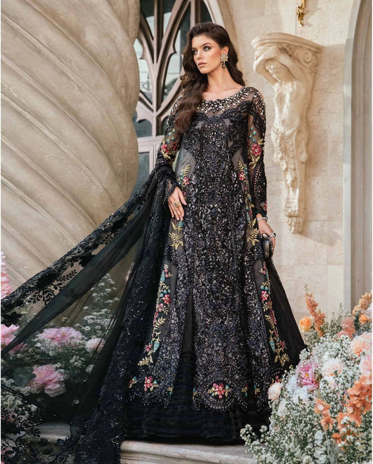 Baroque UNSTITCHED 3 PIECE Black Dress