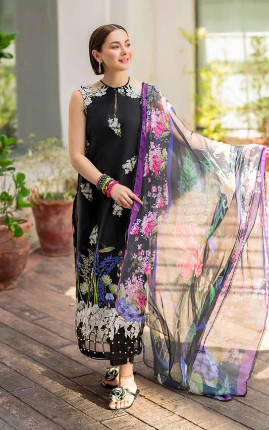 Air jet Doby LAWN Fabric Black 3Pc Suit