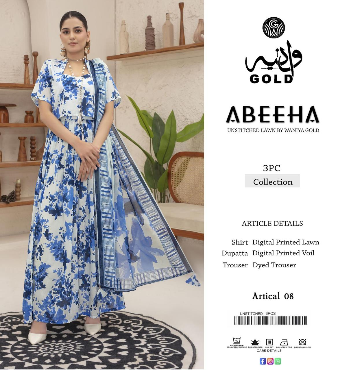 Original Waniya Gold Lawn 3 Peice