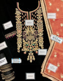 Black Velvet Dress With Organza Duppata