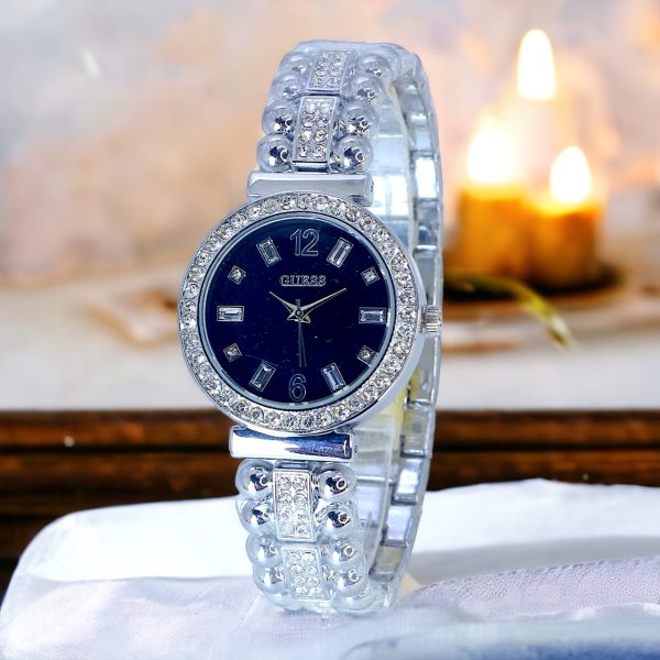 Women's Golden Chain Wrist Watch With Golden Dial
